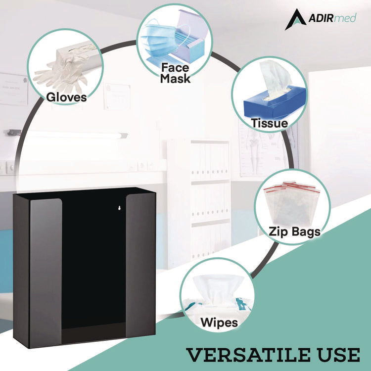Acrylic Glove Dispenser, Double Box Capacity, 10.2 x 3.5 x 10.8, Black