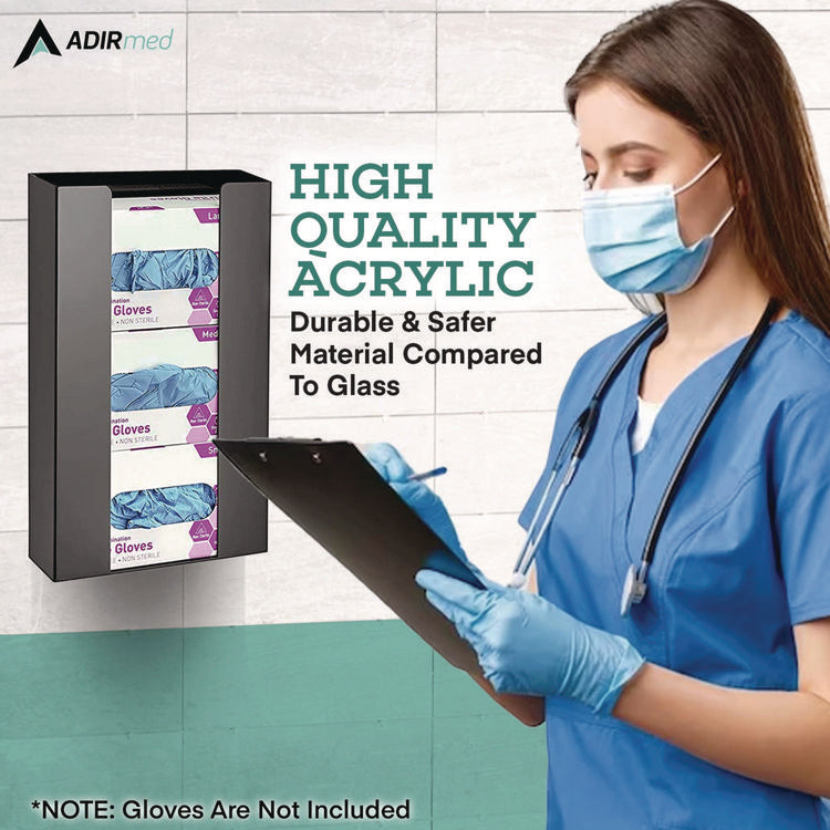 Acrylic Glove Dispenser, Triple Box Capacity, 10.2 x 3.5 x 16.1, Black