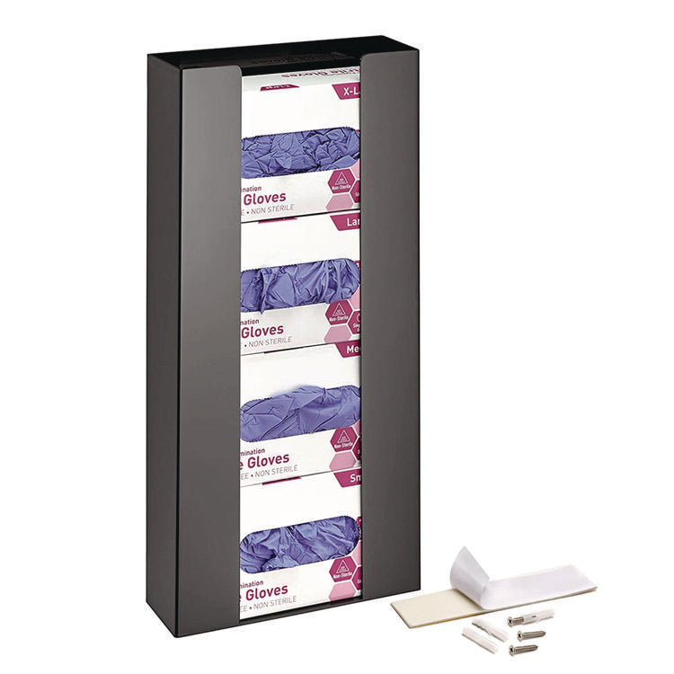 Acrylic Glove Dispenser, Quad Box Capacity, 10.2 x 3.5 x 21.1, Black