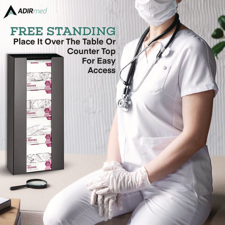 Acrylic Glove Dispenser, Quad Box Capacity, 10.2 x 3.5 x 21.1, Black