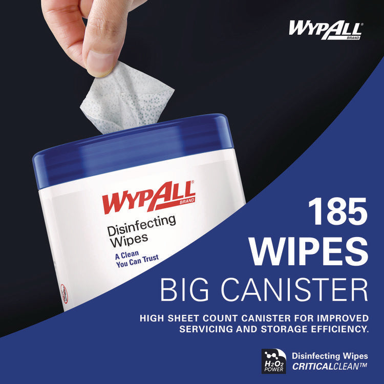 Disinfecting Wipes, 1-Ply, 5.16 x 8.5, Fresh Scent, White, 185 Sheets/Canister, 3 Canisters/Carton
