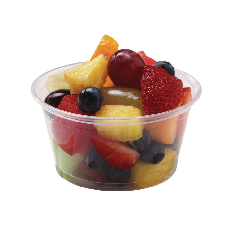 Microwavable Deli Containers, 5 oz, 3.6" Diameter x 1.8" h, Clear, Plastic, 1,000/Carton
