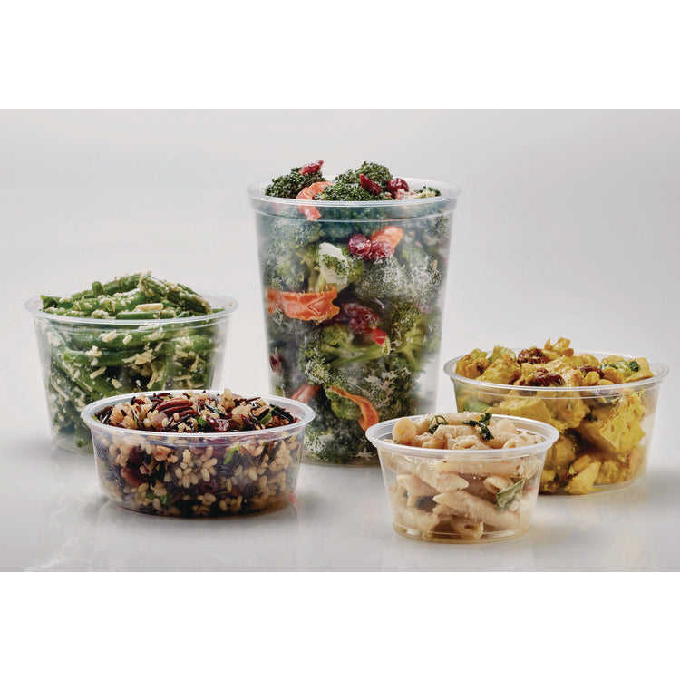 Microwavable Deli Containers, 5 oz, 3.6" Diameter x 1.8" h, Clear, Plastic, 1,000/Carton