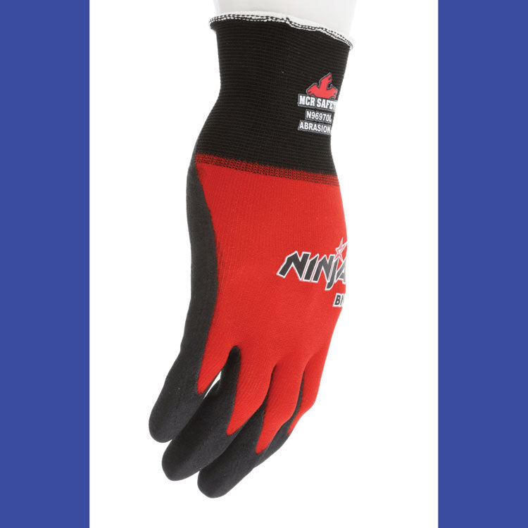 Ninja BNF N96970 Gloves, Large, Black/Red, Dozen