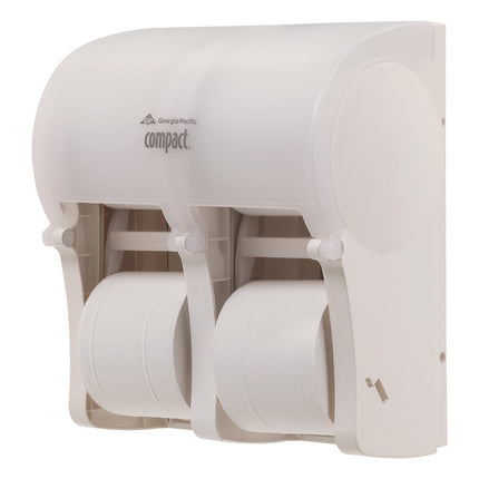 Compact Quad Vertical 4-Roll Coreless Tissue Dispenser, 12.06 X 8 X 14.44, White