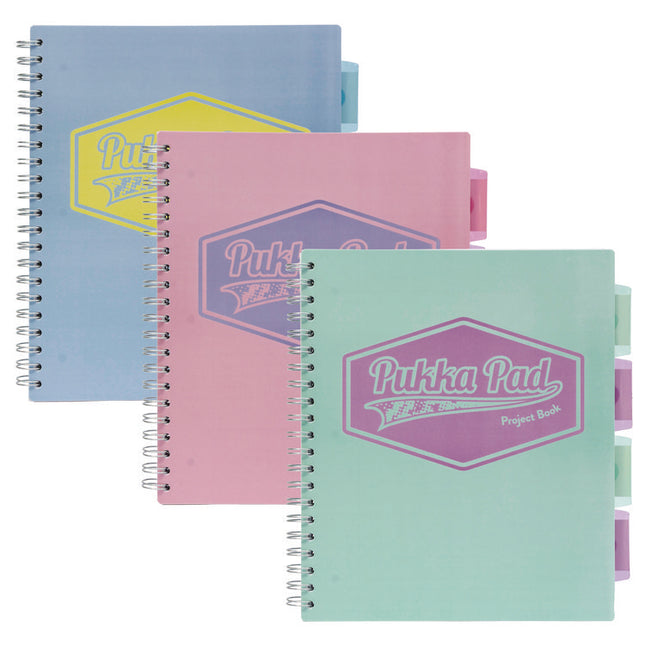 Letter Size Project Book, 5-Subject, Medium/College Rule, Assorted Cover Colors, (100) 11 x 8.5 Sheets, 3/Pack