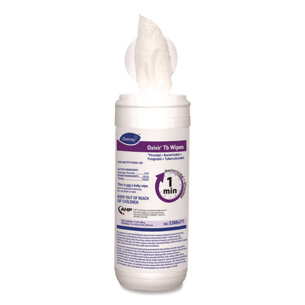 Oxivir TB Disinfectant Wipes, 7 x 6, White, 60/Canister, 12 Canisters/Carton