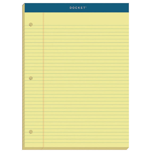 Double Docket Ruled Pads With Extra Sturdy Back, Medium/college Rule, 100 Canary-Yellow 8.5 X 11.75 Sheets