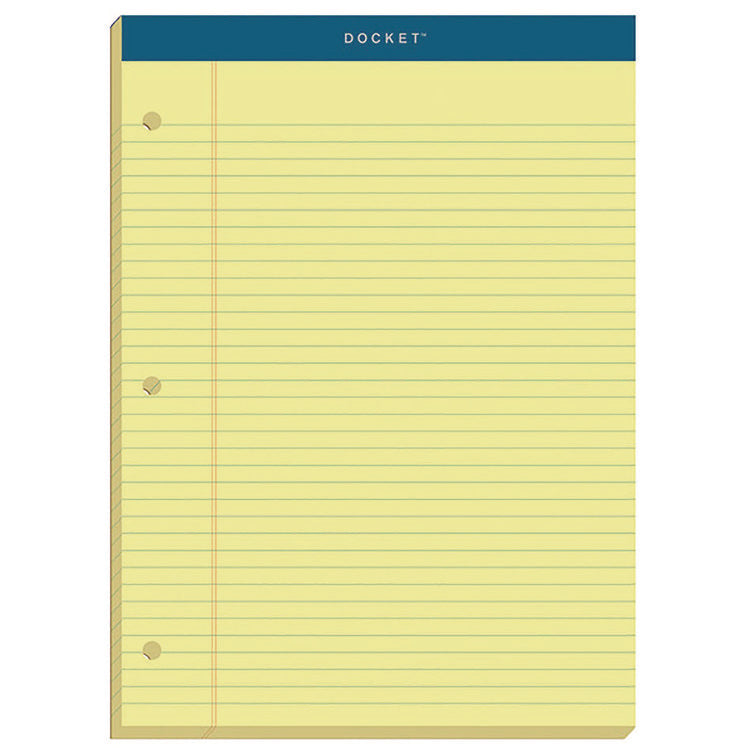 Double Docket Ruled Pads With Extra Sturdy Back, Medium/college Rule, 100 Canary-Yellow 8.5 X 11.75 Sheets