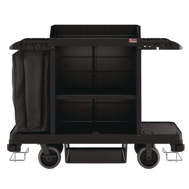 Standard Housekeeping Cart, Plastic, 1 Shelf, 24" x 62.13" x 49.75", Black
