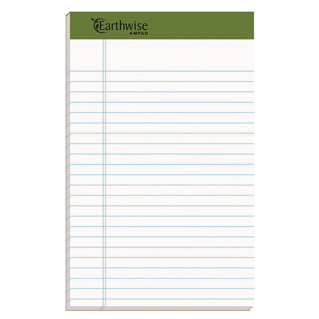 Earthwise By Ampad Recycled Paper Legal Pads, Wide/legal Rule, 40 White 5 X 8 Sheets, 6/pack