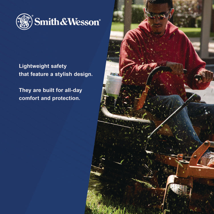 44 Magnum Safety Glasses, Black Frame, Clear Lens, 12/Box