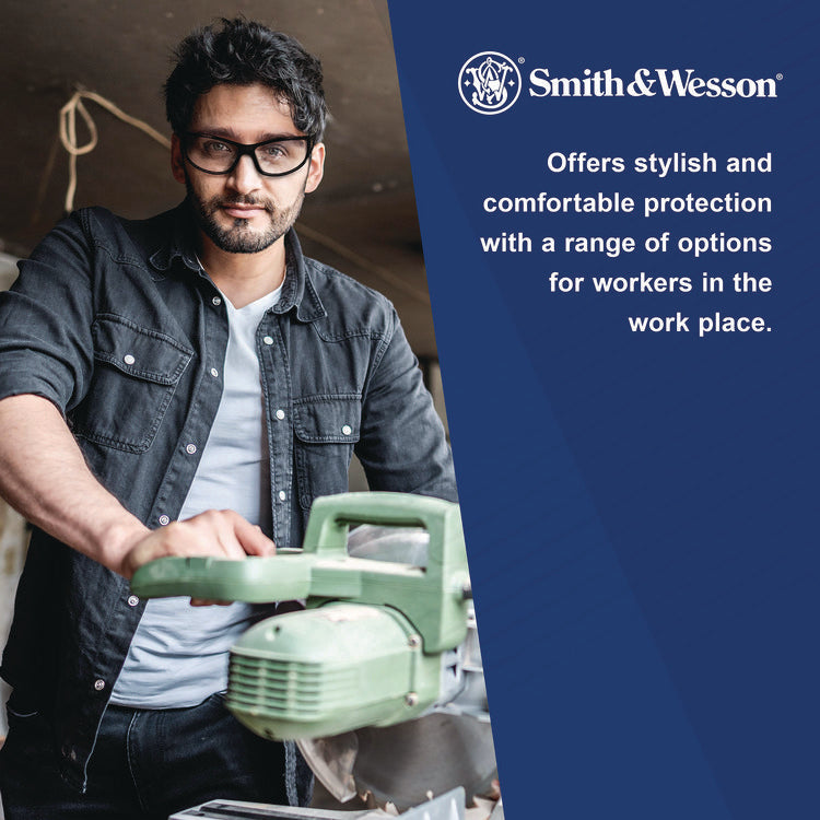 44 Magnum Safety Glasses, Black Frame, Clear Lens, 12/Box