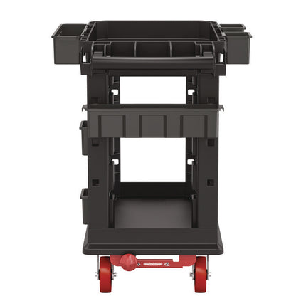 Heavy Duty Plus Utility Cart, Plastic, 2 Shelves, 6 Bins, 500 lb Capacity, 19.5" x 41.78" x 34.81", Black