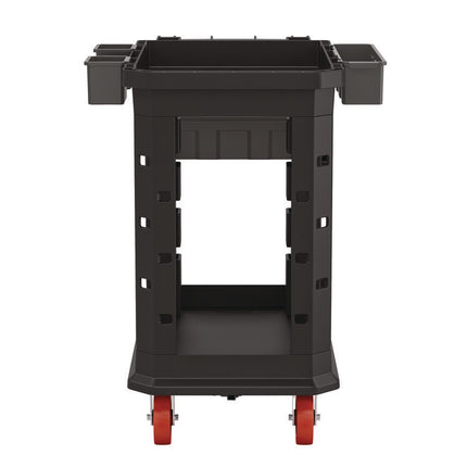 Heavy Duty Plus Utility Cart, Plastic, 2 Shelves, 6 Bins, 500 lb Capacity, 19.5" x 41.78" x 34.81", Black