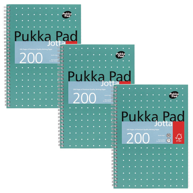 B5 Size Notebook, 1-Subject, Medium/College Rule, Metallic Green/White Cover, (100) 9.8 x 6.9 Sheets, 3/Pack