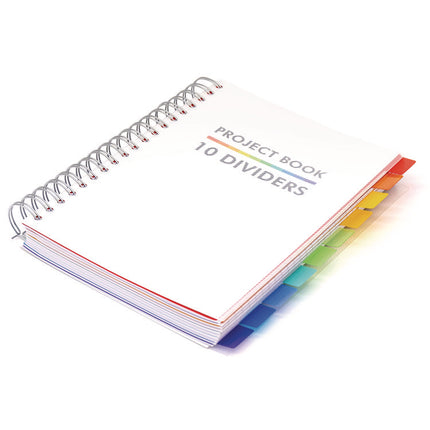 B5 Size 10-Subject Project Book, 10-Subject, Medium/College Rule, White Cover, (200) 9.8 x 6.9 Sheets
