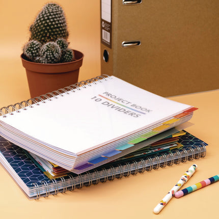 B5 Size 10-Subject Project Book, 10-Subject, Medium/College Rule, White Cover, (200) 9.8 x 6.9 Sheets