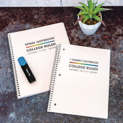 Letter Size Notebook, 1-Subject, Medium/College Rule, White Cover, (80) 11 x 8.5 Sheets, 3/Pack