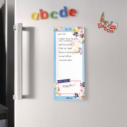 Magnetic To Do List, Unruled, 60 Multicolor Floral, 3.5 x 8.5 Sheets, 6/Pack