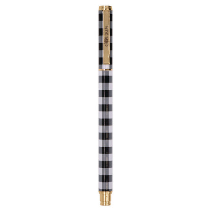 Carpe Diem Metal Gel Pen, Stick, Medium 0.7 mm, Black Ink, Black/White Check Barrel, 6/Pack