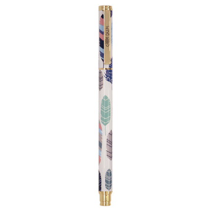 Carpe Diem Metal Gel Pen, Stick, Medium 0.7 mm, Black Ink, White/Blue/Green Feather Barrel, 6/Pack