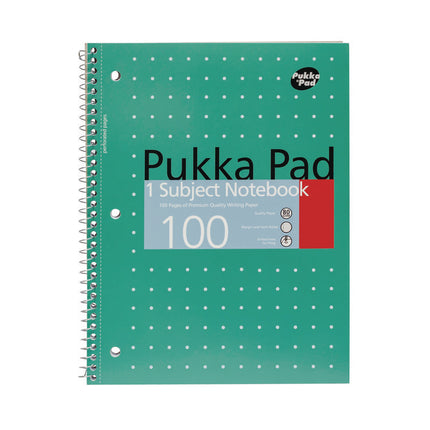 Letter Size Notebook, 1-Subject, Medium/College Rule, Metallic Green/White Cover, (50) 10.5 x 8 Sheets, 3/Pack