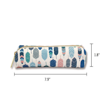 Pencil Case, 7.9" x 2" x 2", Multicolor Feathers