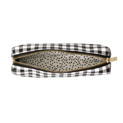 Pencil Case, 7.9" x 2" x 2", Black/White Check