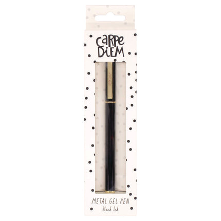 Carpe Diem Metal Gel Pen, Stick, Medium 0.7 mm, Black Ink, Black Barrel, 6/Pack
