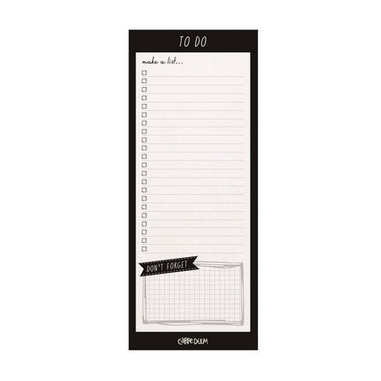 Magnetic To Do List, Unruled, 60 Black/White 3.5 x 8.5 Sheets, 6/Pack