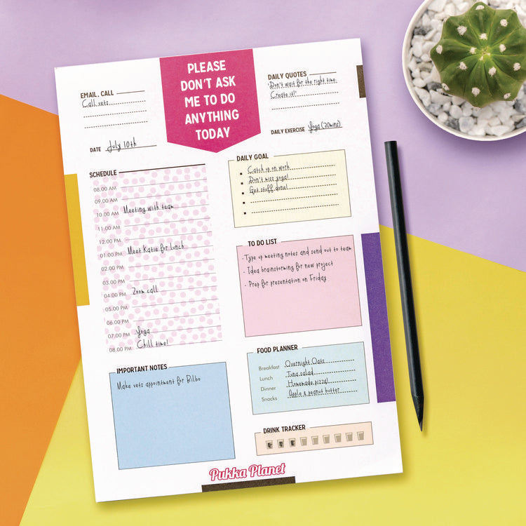 Eco Daily Planning Pad, Pukka Planet Artwork/Formatting, 9.84 x 7.48, White/Multicolor Sheets, 60-Days: Undated