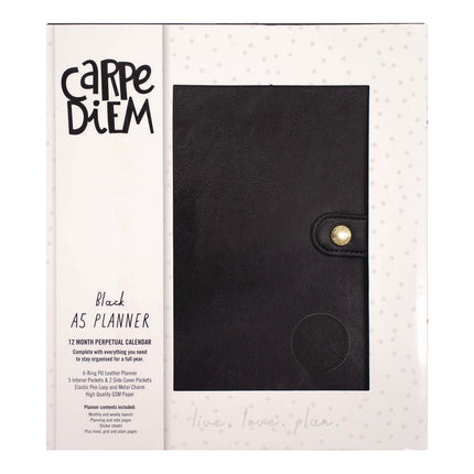 A5 Planner, 10.24 x 9.25, Black Cover, 12-Month