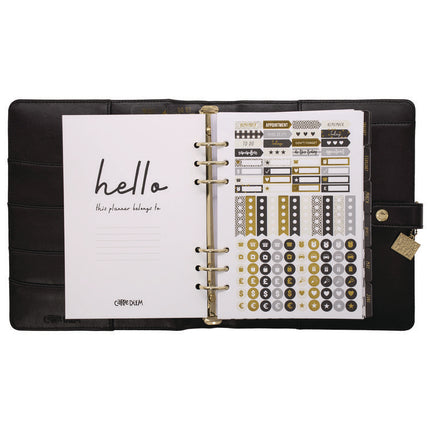 A5 Planner, 10.24 x 9.25, Black Cover, 12-Month
