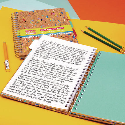 B5 Size Eco Project Book, 4-Subject, Medium/College Rule, Tan/Multicolor Cover, (100) 9.8 x 6.9 Sheets