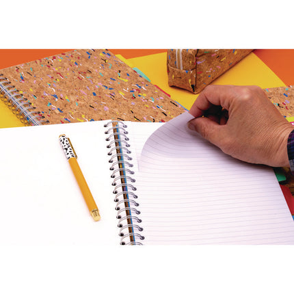B5 Size Eco Project Book, 4-Subject, Medium/College Rule, Tan/Multicolor Cover, (100) 9.8 x 6.9 Sheets