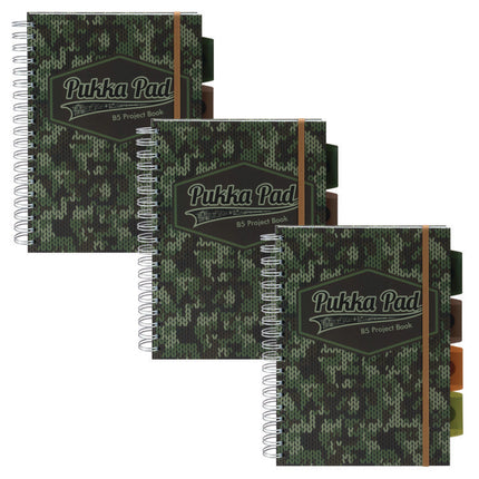 B5 Size Project Book, 4-Subject, Medium/College Rule, Green/Black Cover, (100) 9.8 x 6.9 Sheets, 3/Pack