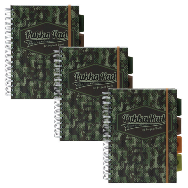 B5 Size Project Book, 4-Subject, Medium/College Rule, Green/Black Cover, (100) 9.8 x 6.9 Sheets, 3/Pack