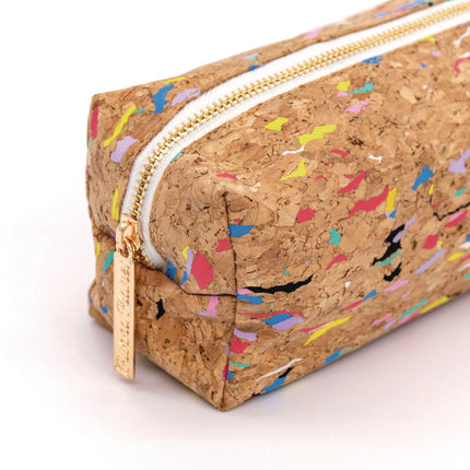 Eco Pencil Case, 7.99" x 2.37" x 2.75", Brown/Multicolor Cork