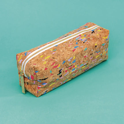 Eco Pencil Case, 7.99" x 2.37" x 2.75", Brown/Multicolor Cork
