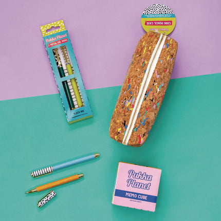 Eco Pencil Case, 7.99" x 2.37" x 2.75", Brown/Multicolor Cork
