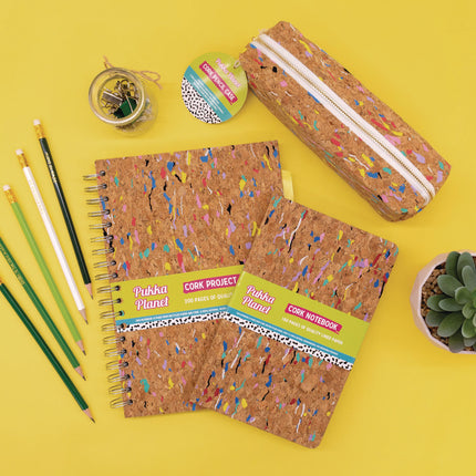 Eco Pencil Case, 7.99" x 2.37" x 2.75", Brown/Multicolor Cork