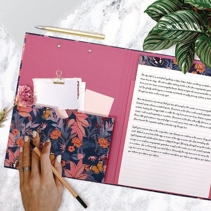 A4 Padfolio, 8.3 x 11.7 Pad, 9.5 x 12.6, Blue/Pink/Yellow