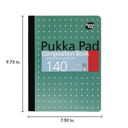 Composition Book, Medium/College Rule, Metallic Green/White Cover, (70) 9.75 x 7.5 Sheets, 4/Pack