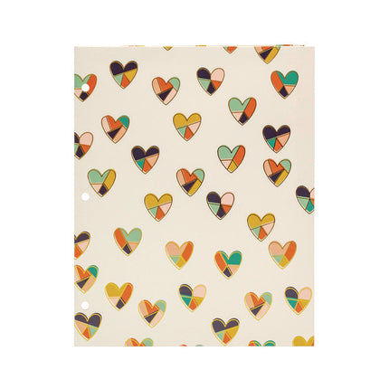 Two-Pocket Portfolio Folder, 1" Capacity, 9.6 x 11.9, Floral/Geometric/Hearts, 6/Pack