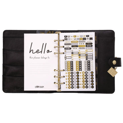 Personal Planner, 7.48 x 6.42, Black Cover, 12-Month, Undated