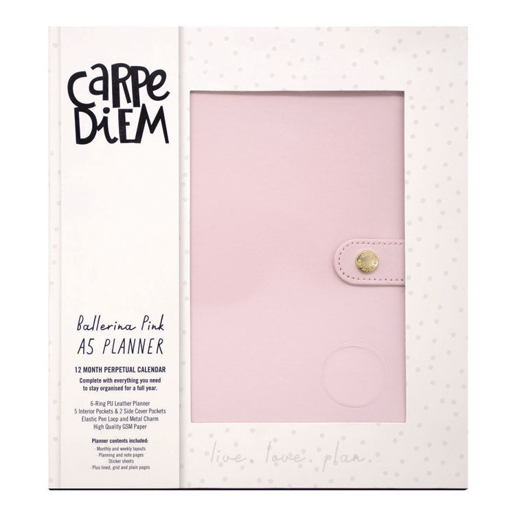 A5 Planner, 10.24 x 9.25, Pink Cover, 12-Month