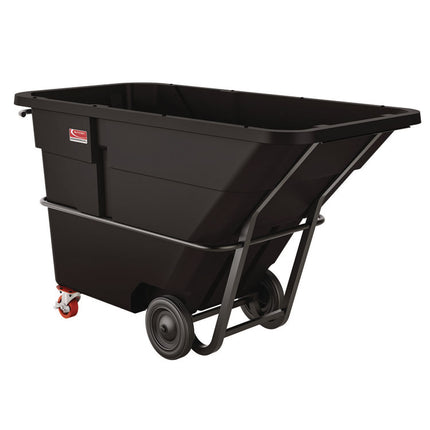 1.5 cu yd Standard Duty Tilt Truck, Forkliftable Frame, 1,300 lb Capacity, Black/Red