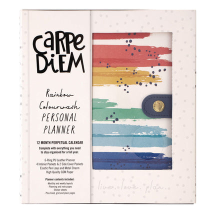 Personal Planner, Color Wash, 7.48 x 6.42, Blue/Green/Red/Yellow Cover, 12-Month, Undated