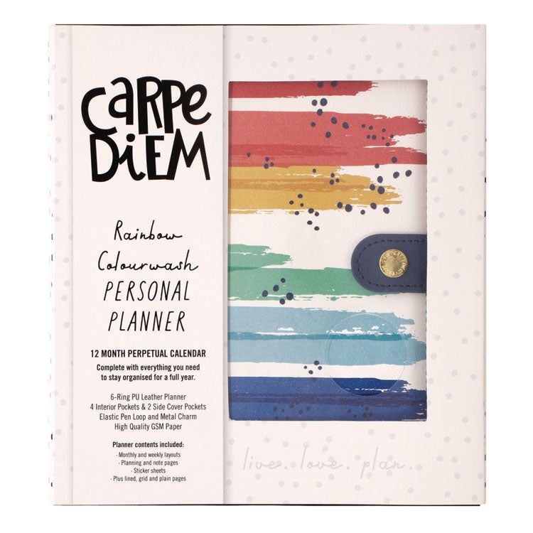 Personal Planner, Color Wash, 7.48 x 6.42, Blue/Green/Red/Yellow Cover, 12-Month, Undated